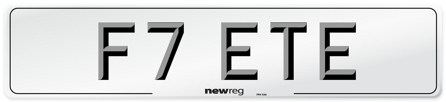F7 ETE Number Plate from New Reg